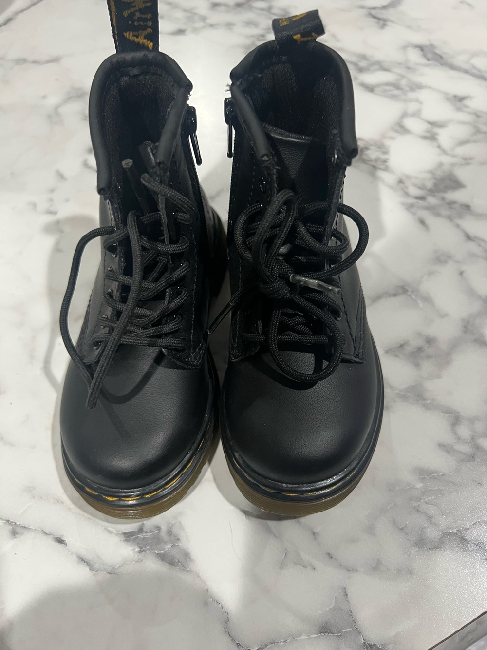 New Toddler Dr Martens Black Lace-Up Women's Combat Boots - Casual Street Style